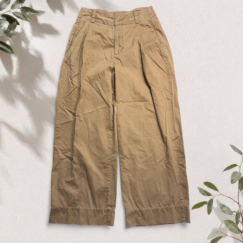 Free People Tan Utility Cargo Pants Pleated Straight Leg Size 2 OB2217818